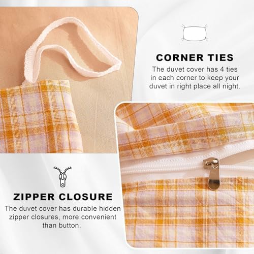 VClife Washed Cotton Linen Like Duvet Cover Set, Twin Comforter Cover