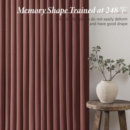 MIULEE Pinch Pleated Linen Curtains 40x96 Inch Chestnut Brown 4 Panels