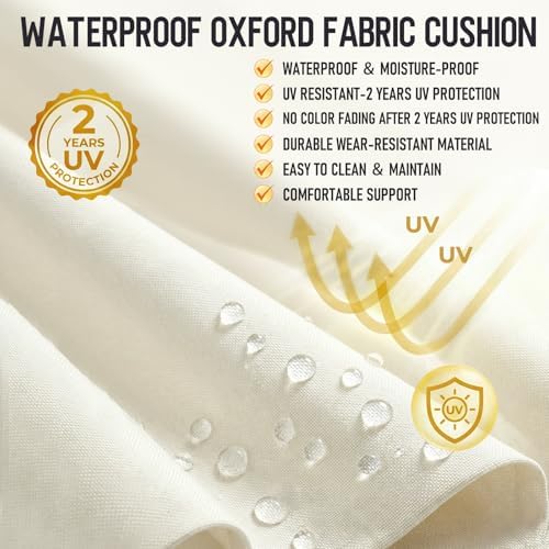 4 Pack Square Outdoor Seat Cushions (Cream, 19 INCH × 19 INCH)