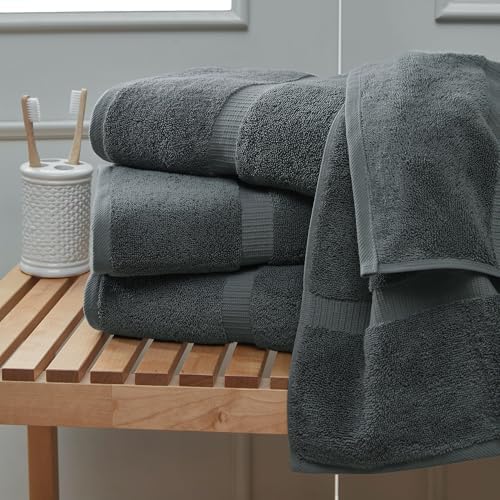 Towel Bazaar Bath Towels 27x54, 4-Pack 100% Turkish Cotton, Dark Gray