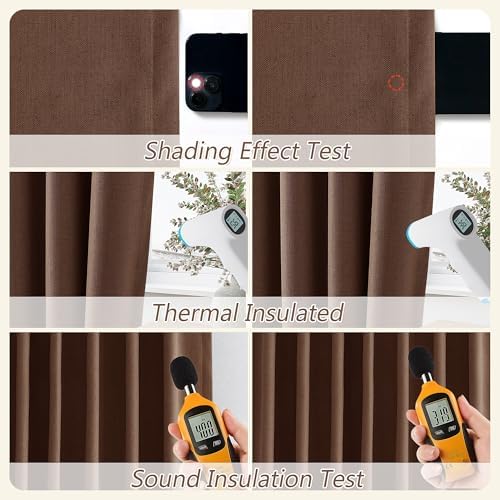 Guken 100% Blackout Curtains 72 Inch Length 2 Panels Set for Living