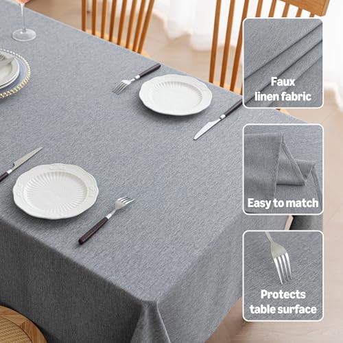 Amazon Basics Rectangle Tablecloth Water-Repellent, Faux Linen