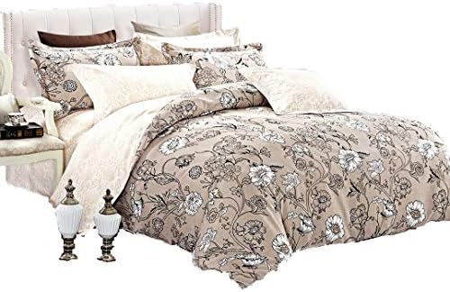 Swanson Beddings Brown Floral 3-Piece Microfiber Bedding Set: Duvet