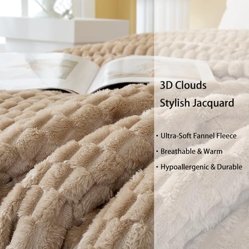 Super Soft Fuzzy Plush Blanke, Warm Fluffy Fleece Blanket for Bed