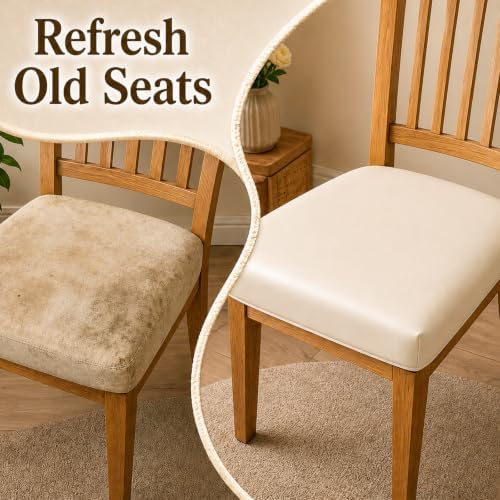 6-Pack Light Beige Stretch Chair Seat Covers, Washable Universal