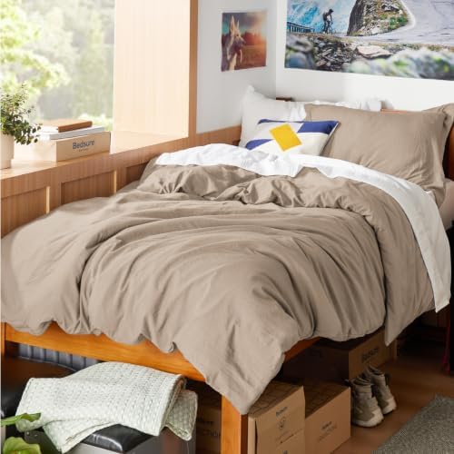 Bedsure Prewashed Twin Duvet Cover, Cotton-Like Bedding Set, Light