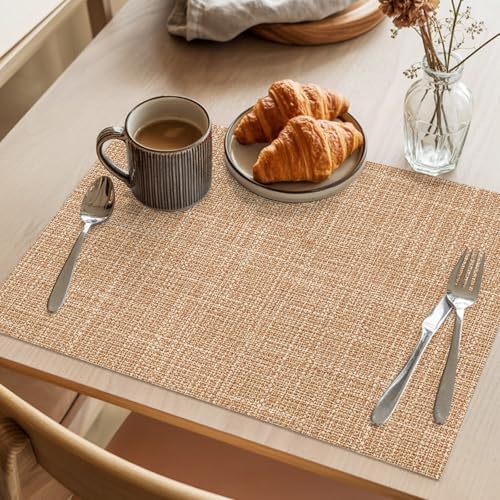 Round Placemats Set of 8 Minimalist Sandy Beige Place Mats Nature