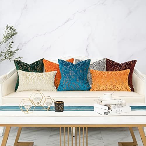 Yangest Green Twigs Throw Pillow Cover Branches Velvet Cushion Case