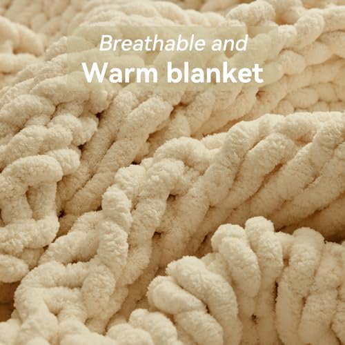 Negwoo Chunky Knit Throw Blanket, Knitted Throw Chenille Yarn, 50"*60"
