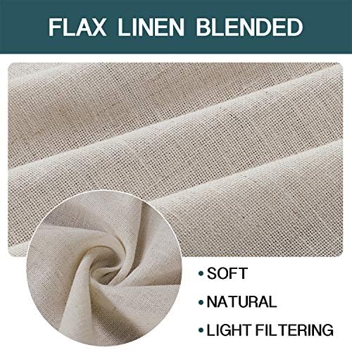 FantasDecor Linen Sheer Curtains 108 inch Length 2 Panels Set Light