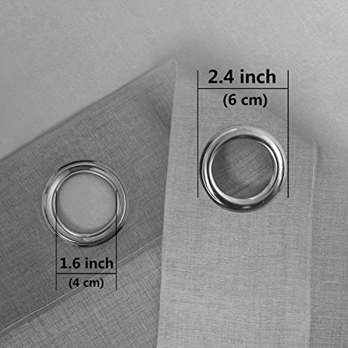 DWCN Grey Ombre Sheer Curtains - Faux Linen Semi Voile Gradient