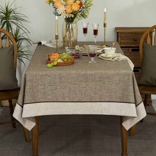 GLORY SEASON Solid Bordered Retro Tablecloths Classic Textured Table