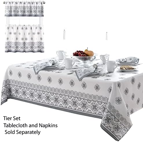 Newbridge Square Fabric Tablecloth, 52 x 52 Inch, Mykonos Grey
