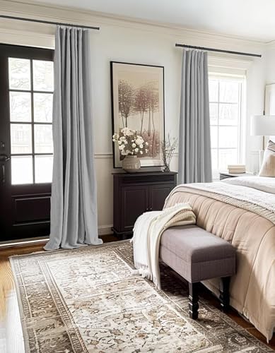 100% Blackout Shield Linen Textured Total Blackout Curtains 63 Inches