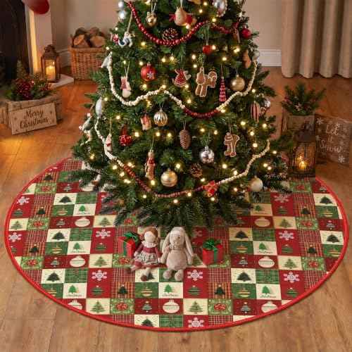 AVOIN colorlife 36 Inch Plaid Christmas Tree Skirt