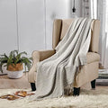 ESCA Cream Beige Knitted Throw Blanket Lightweight Blanket Throw for
