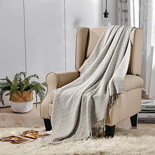 ESCA Cream Beige Knitted Throw Blanket Lightweight Blanket Throw for