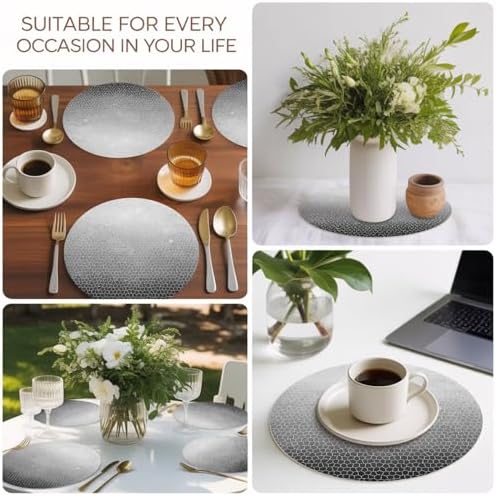 Abstract Fog Faux Leather Placemats Set of 6, 15in, Waterproof Heat