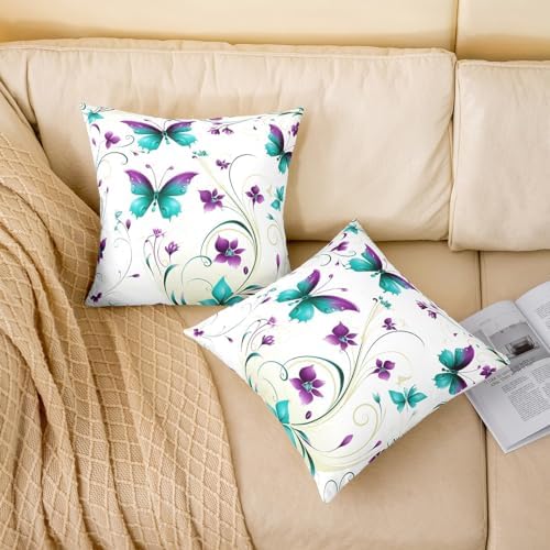 Erosebridal Flying Butterflies Throw Pillow Covers Set of 2,Botanical