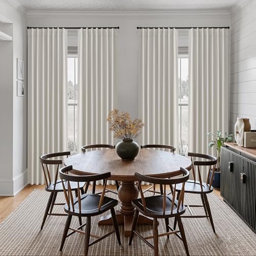 Jowels Natural Linen Blackout Curtains 120 Inches Long 2 Panels for