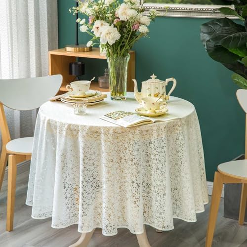 GLORY SEASON Lace Tablecloth Leaf Pattern Warp Knitting Fabric Solid