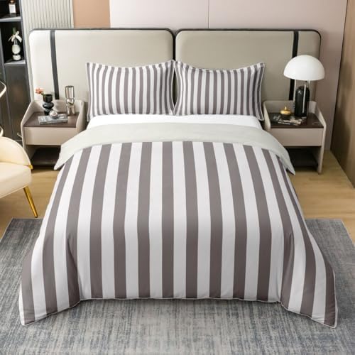 Feelyou Stripes Duvet Cover 100% Cotton King Size Geometric Bedding