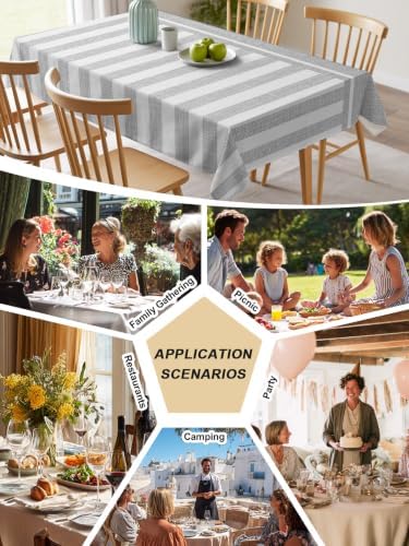 Vertical Stripes Rectangle Tablecloth 60 x 120 Inches Solid Gray Lines