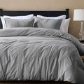 WDCOZY Grey King Size Jacquard Duvet Cover Set with Zipper Closure