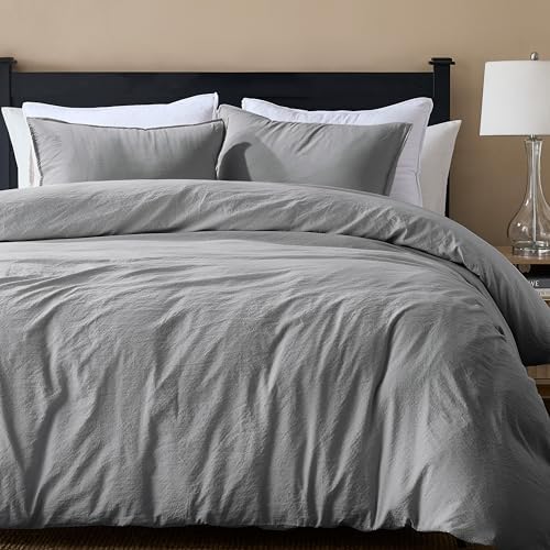WDCOZY Grey King Size Jacquard Duvet Cover Set with Zipper Closure