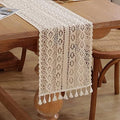meioro Crochet Lace Table Runner, 10x72 Inch Boho Cotton Table Runners