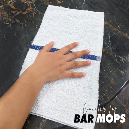 Bar Mops Blue Stripe Pack of 60 Kitchen Towels 16x19 Multi-Purpose for
