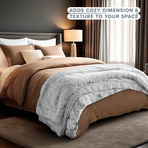 Bare Home Shaggy Faux Fur Sherpa Blanket (King, White)