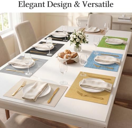 HOOMIL Placemats Set of 6, Heat Resistant, Dark Gray