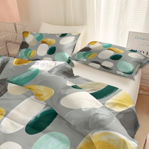 Modern Abstract Elliptical Design Duvet Cover Set Queen Size, 3 Pieces