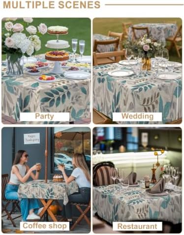 Watercolor Gray Teal Leaves Foliage Outdoor Square Tablecloth with