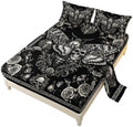 AILONEN Ivory Floral Moth Full 4 Piece Bedding Set with Fitted and