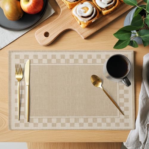 Round Placemats Set of 12 Minimalist Checkered Place Mats Farmhouse