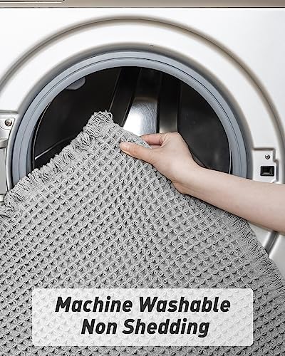 AMOAMI Light Grey, Quick Dry Washable Bathroom Rugs, Extra Soft