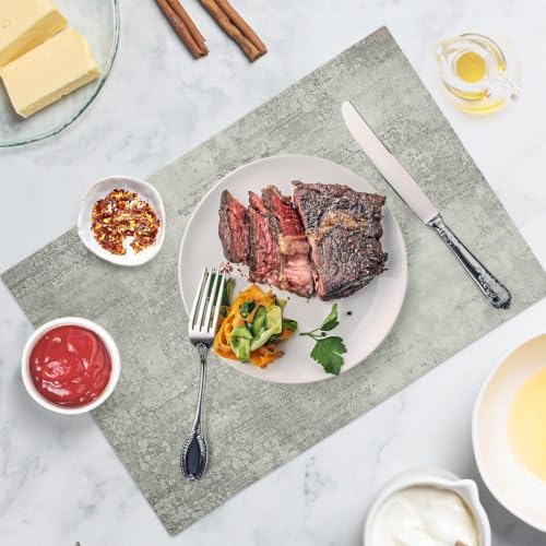 Place Mats for Table 8 | 30 x 45 cm, Light Gray Texture Cotton Linen