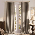 RYB HOME Taupe Velvet Curtains 96 inches Long for Living Room