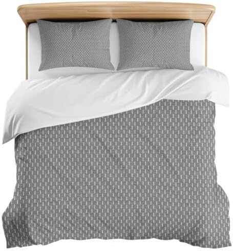 Duvet Cover Queen Size, Grey Abstract Art 3-Piece Bedding