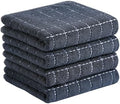 Homaxy 100% Cotton Terry Kitchen Towels, 4 Pack, Dark Grey