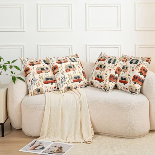 Erosebridal RV Camper Pillow Covers 18x18 Inch Set of 2 Retro Wood