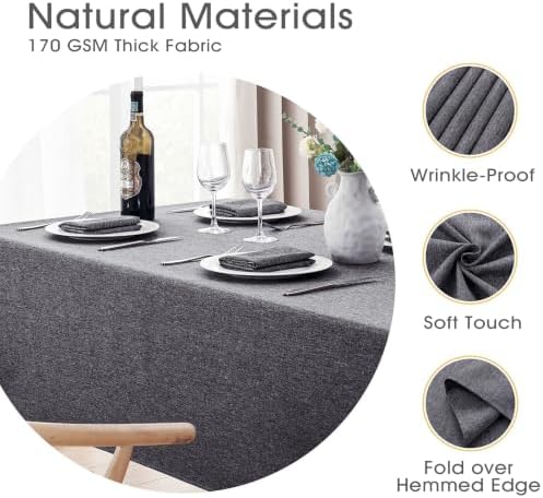 Veblandy Rectangle Tablecloth Linen Textured Waterproof & Stain
