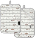 Gray Wall Heat Resistant Pot Holders Set of 2, Quilted Silver Lining