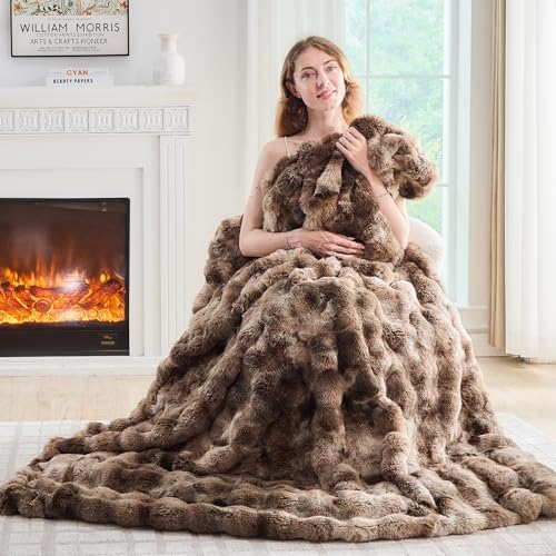 Lotus Karen Faux Fur Throw Blanket Tie-Dye Dark Coffee - Big Bubble