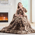 Lotus Karen Faux Fur Throw Blanket Tie-Dye Dark Coffee - Big Bubble