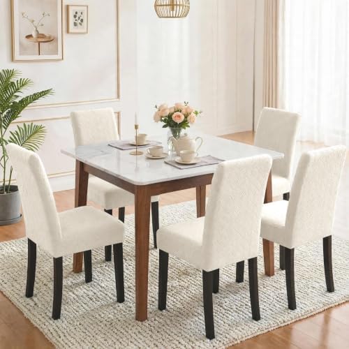 Chair Covers for Dining Chairs,Kitchen Chairs Cover Set of 6,Beige