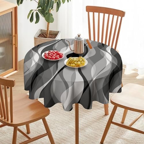 Grey Tablecloth Modern Abstract Black and Grey Striped Print Pattern