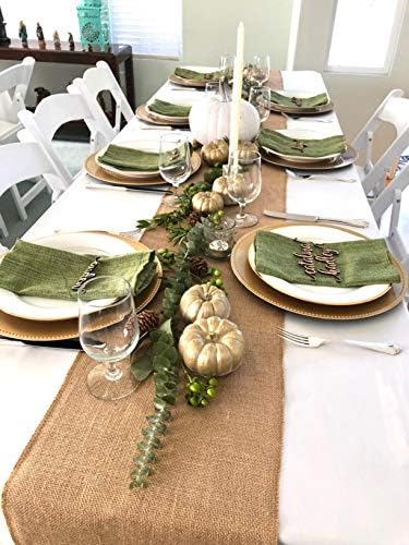 10 Pack Burlap Table Runner, 100% Jute Vintage 12X108 Inches Table